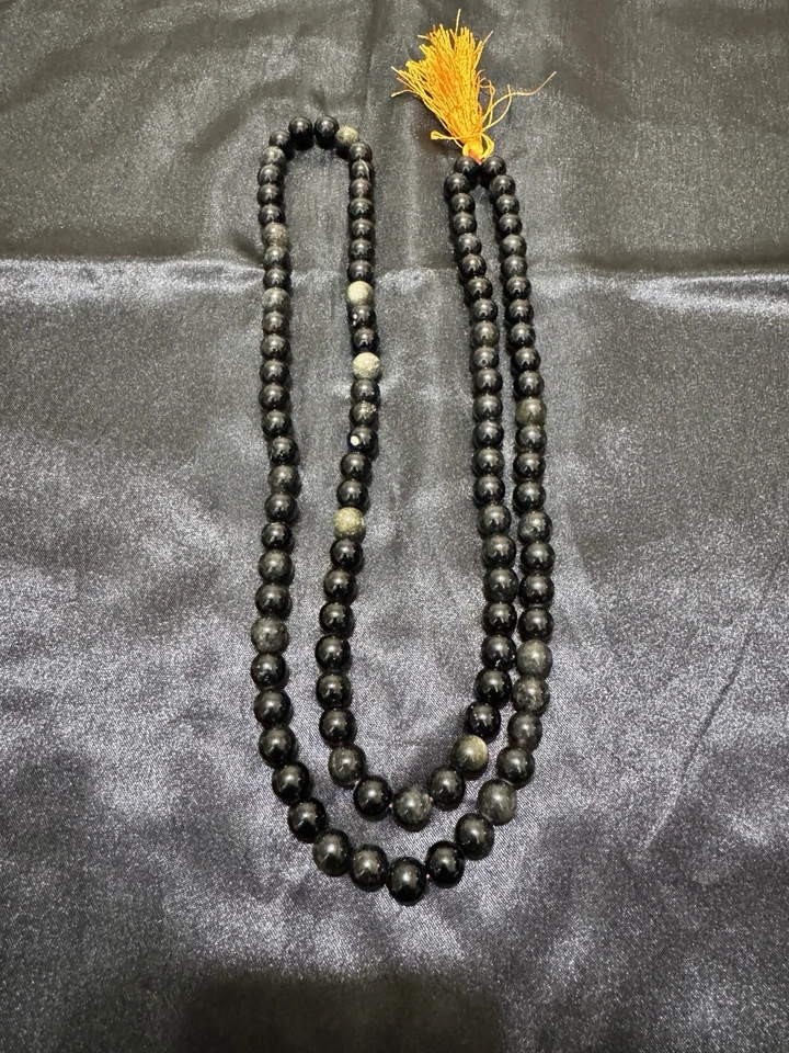 PREMIUM QUALITY BLACK OBSIDIAN ROUND GEMSTONE BEADS 8mm 108 Beads Gift - Image 4 of 4