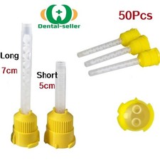 50 Pcs Dental Mixing Tips Impression Material HP Tips Yellow Long 7cm Short 53cm