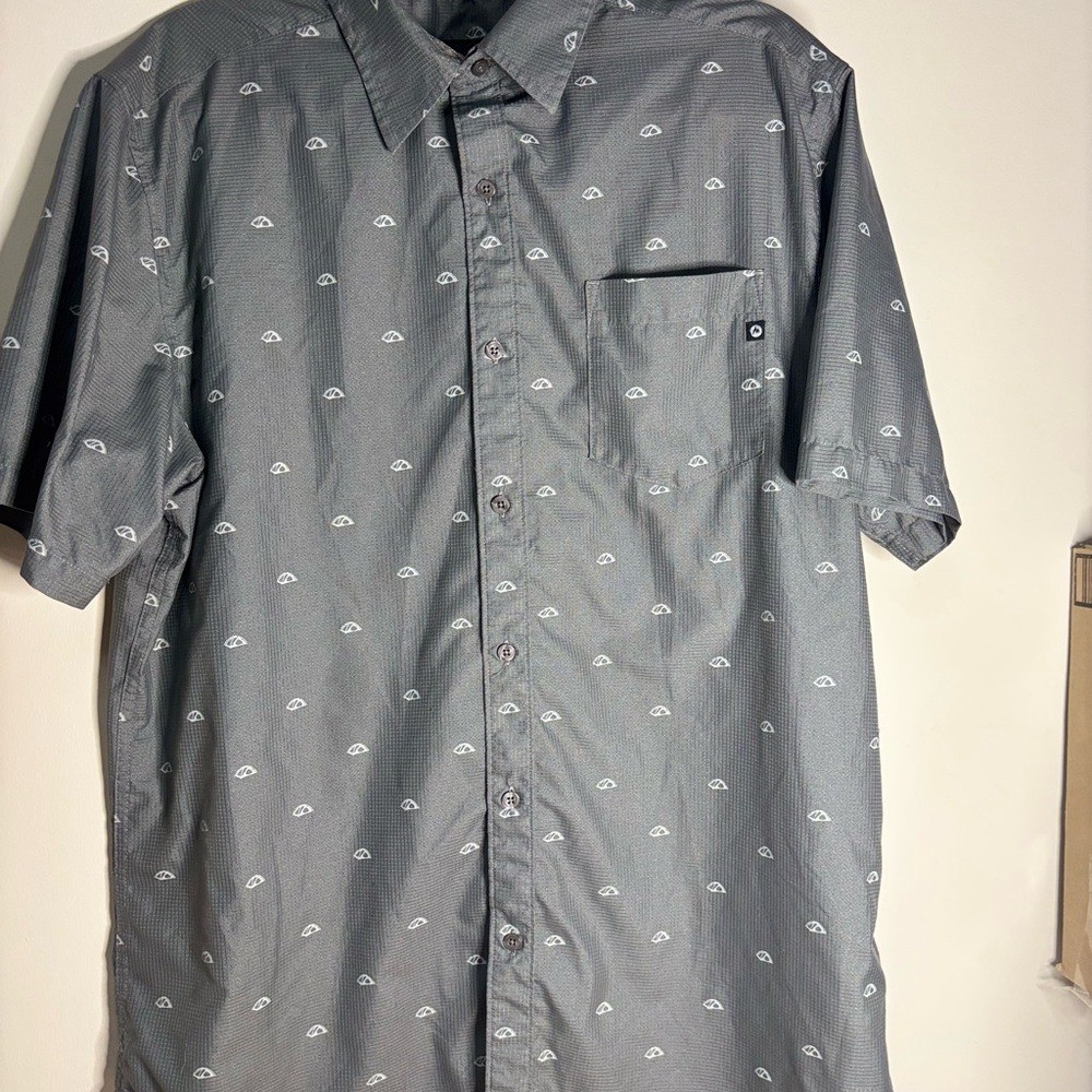 Marmot Gray Patterned Casual Button Down Shirt Li… - image 2