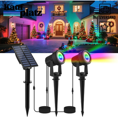 Solarstrahler RGB IP65 Wasserdicht Farbwechsel Gartenbeleuchtung Dusk to Dawn 2