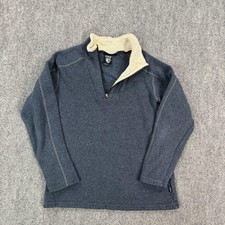 Kuhl Sweater Mens Medium Blue Alfpaca Fleece 1/4 Zip Mock Neck Pullover Hiking