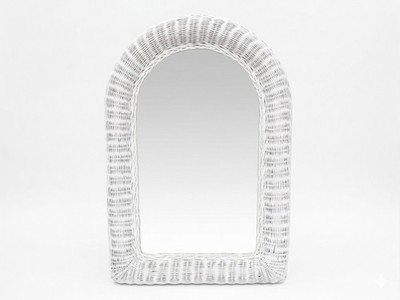 Real Rattan & Wicker 29'' x 20'' Arch Rectangular Mirror Wall Mount (White Finish)