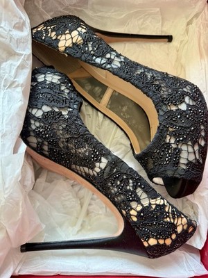 Valentino Scarpe Lace & Rhinestone Heels