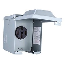 50 Amp 125/250 Volt RV Power Outlet Box, Enclosed Lockable Weatherproof
