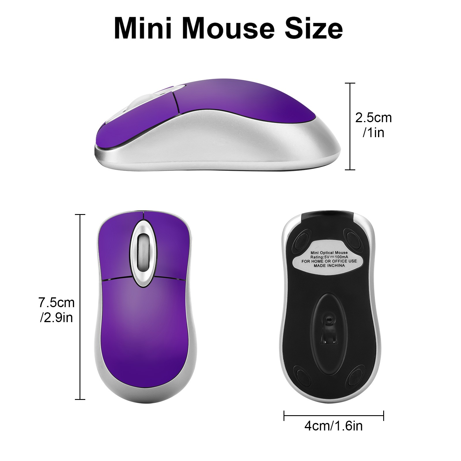 Mouse óptico USB C mini de 3 botones para computadora/laptop Windows/Mac cableado, imagen 7