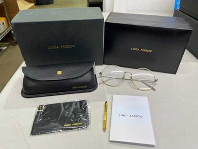Linda Farrow Round Eyeglasses in White Gold / Yellow Gold - LFL741 C10
