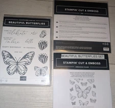 Stampin Up BEAUTIFUL BUTTERFLIES BUNDLE -Stamp Set Hybrid Embossing Folder & Die