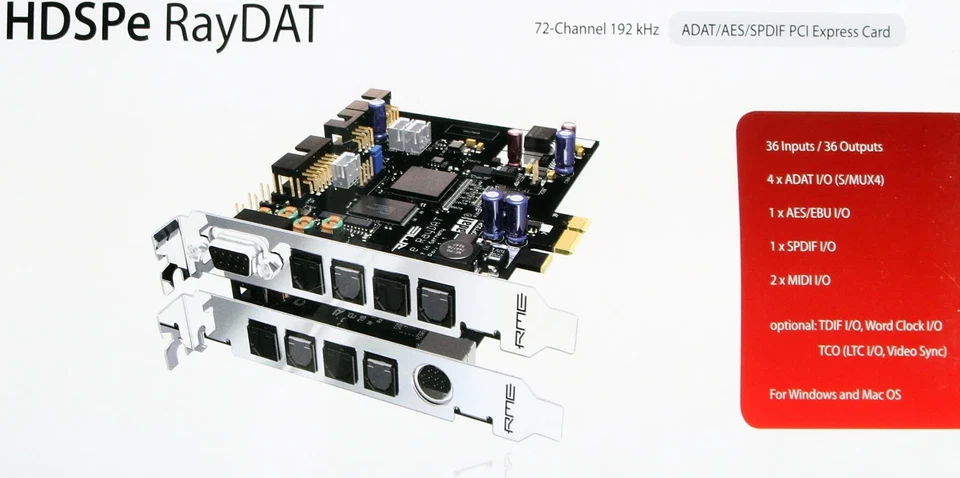 RME - HDSPe RayDAT (ADAT / AES/EBU / SPDIF - Mac & Windows PCIE Express Card) - Image 2 of 2