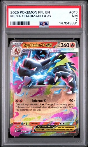2025 POKEMON PFL EN-PHANTASMAL FLAMES #013 MEGA CHARIZARD X EX PSA 7