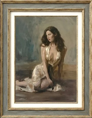 NEU WILLIAM OXER ORIGINAL ''Ehrlichkeit'' Akt schöne süße Frau Dame Mädchen GEMÄLDE