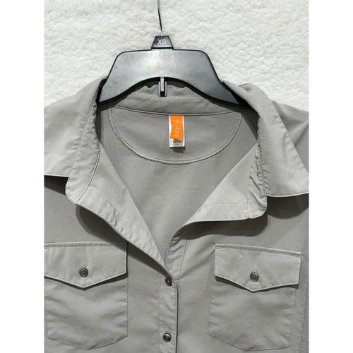 Camisa Lucy con botones para mujer L gris manga lengüeta enrollable 2 bolsillos cuello top - Imagen 2 de 7
