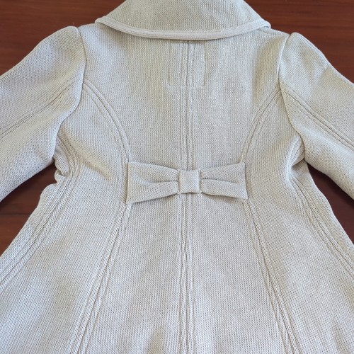 Mayoral Chic Girls Knit Pea Coat Beige Size 5. Knit Buttons Pockets Fleece lined - Picture 10 of 11