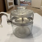 vintage pyrex clear glass percolator coffee pot 7756 Six Cup missing bottom bask