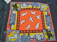 Vintage Cotton Halloween Bandana Ghosts Ghouls Witches Coffin Pumpkins USA