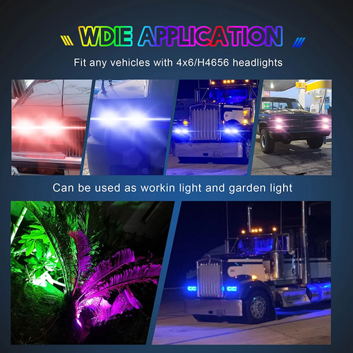 4p RGB 4x6'' inch Led Headlights Hi/Lo Beam For Peterbilt Kenworth Freightliner - Picture 9 of 9