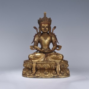 Chinese Antique Ming Dynasty Gilt Bronze Seated Buddha