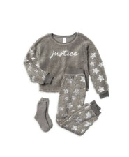 NWT 3-Piece Girls 12-14 JUSTICE Pajama Set WARM FLEECE Shirt Pants w/ SOCKS