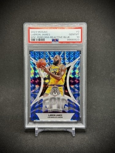 Lebron James 2023 Panini Mosaic Reactive Blue Epic Performers /99 SP PSA 10 - Picture 1 of 2