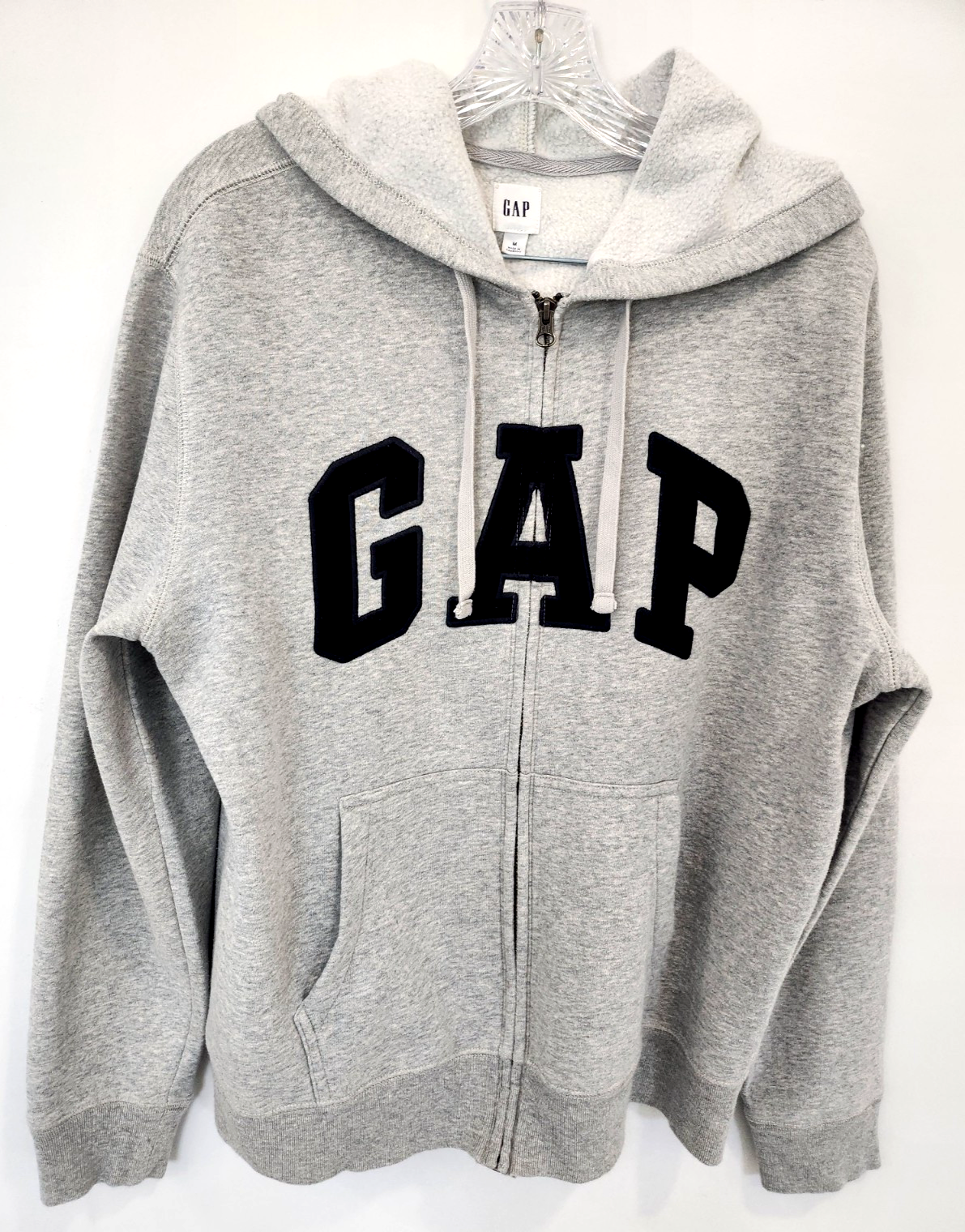 GAP Medium Gray Fleece-Lined Full-Zip Hooded Sweatshirt with Pockets