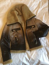 Lebeni Milano Italy Brown Leather Sheepskin Shearling Jacket Size Uk S