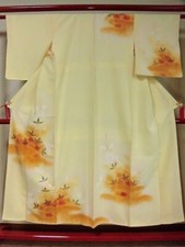 Japanese Kimono HOUMONGI Fabric Silk Woman Kyoto Japan Vintage Antique kf-008