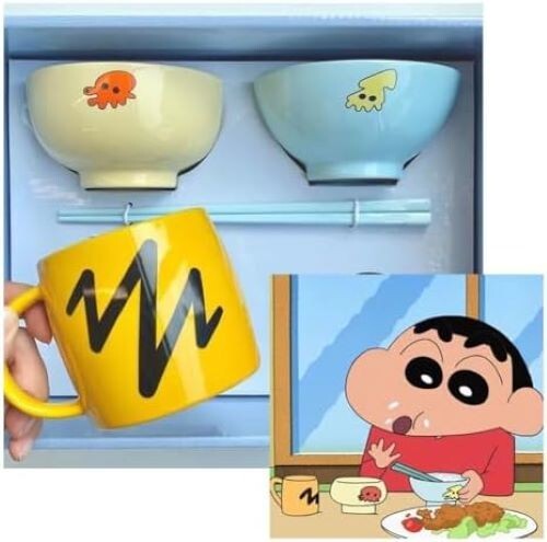 Juego de vajilla Crayon Shin-chan tazón de té tazón de arroz taza palillos regalo de Japón