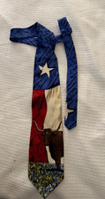 Vintage Tru-West Rockmount Ranch Wear Texas Longhorn Tie 100 Silk made in USA