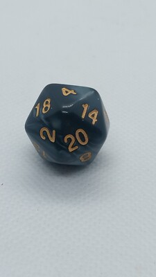 Basic D20 Die For RPGs D&D Black Silver Smokey