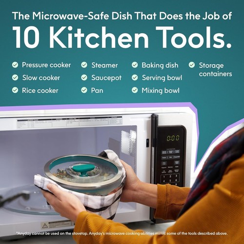 Cookware Plastic-Free Microwave Dish, 2-Piece Medium Shallow Glass Storage Co... - 第 4/9 張圖片