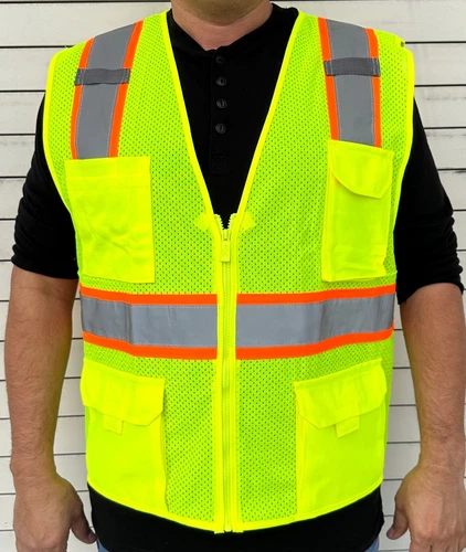 4 Pockets Yellow Mesh High Visibility Safety Vest, ANSI/ ISEA 107-2010 #806-LM video thumbnail