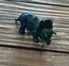 Vintage Green Blue Triceratops Dinosaur Figure Figurine Toy 2.5  