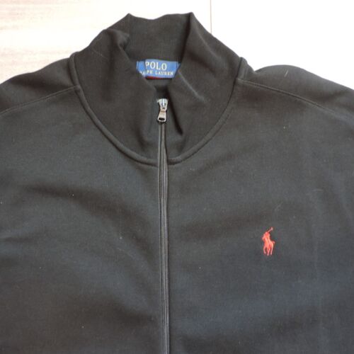 Polo Ralph Lauren Double Knit Track Jacket Mens XXL Black Full Zip Mesh Red Pony - Picture 2 of 8