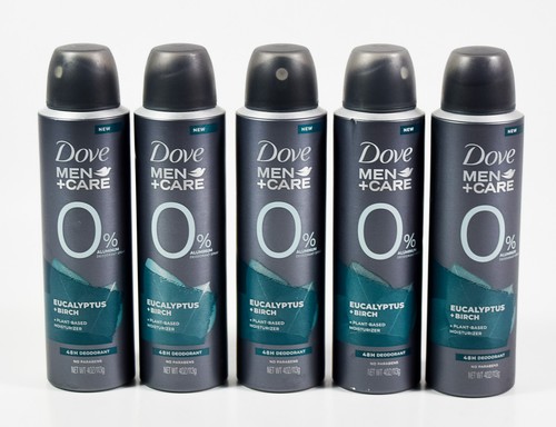 5 Dove Men+Care 48hr SPRAY deodorant 4oz EUCALYPTUS + BIRCH 0% Aluminum