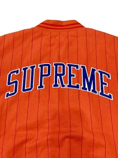 Supreme Pinstripe Varsity Jacket Orange L Size 19SS USED | eBay