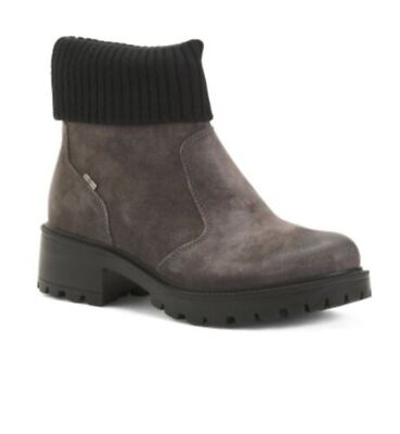 IGI & Co Womens Dark Grey Leather Booties Made in Italy Size 35 - US Size 5 New