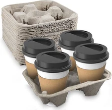 MT Products Biodegradable Pulp Fiber Drink Carriers for 4 Cups  - Pack of 25