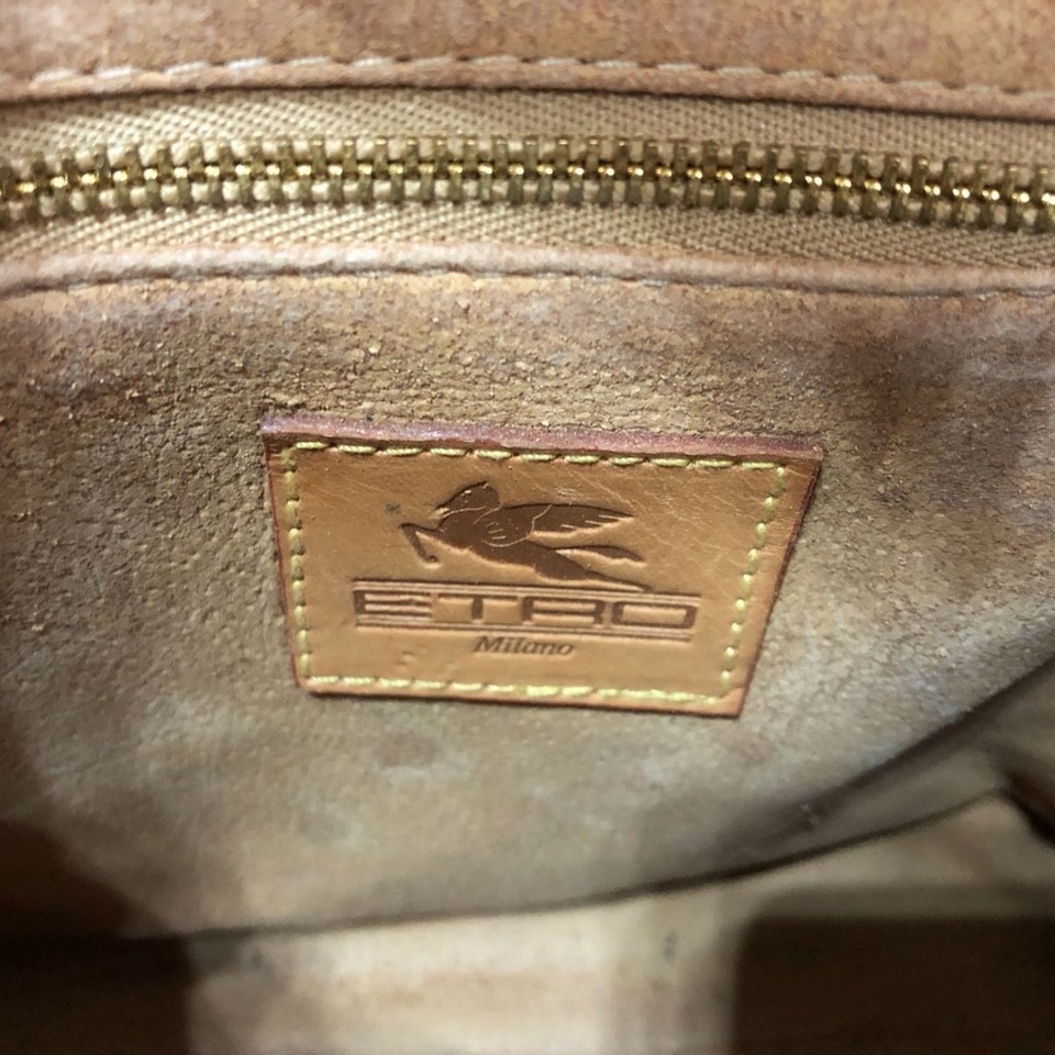 ETRO Handbag Dark brown×brown×multi Paisley pattern leather eBay