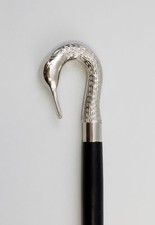 Antique Collectible Chrome Brass Swan Style Handle Cane Wooden Walking Stick NEW