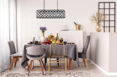 Crystal Chandelier Light Fixture Matte Black Dining Room or Kitchen Island 40''