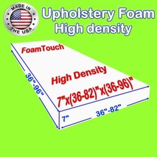 FoamTouch High Density Upholstery Foam Cushion 7"x 36"-82" x 36"-96" Custom Cut
