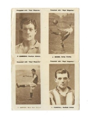 1923 - Boys Magazine - 4 Uncut Footballers - Goodman - Moore - Tunstall - Watson