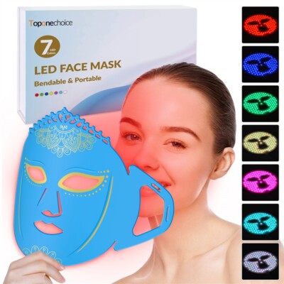 Red Blue Light Face Mask, Facial Skin Care Mask, Portable and Rechargeable