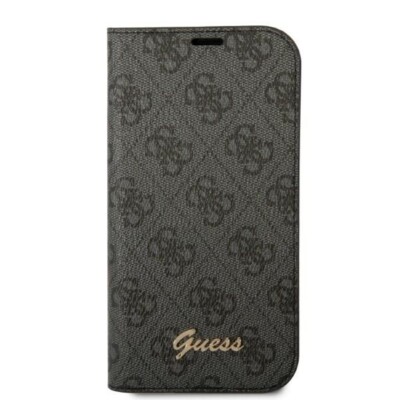 Guess iPhone 15 / 14 / 13 Handytasche Book Case Cover 4G Vintage Gold Logo
