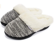 NEW Cozy Memory Foam Slippers Knitted Chenille Furry Plush Lined Womens Sz 9-10
