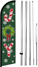 JOY Candy Cane Christmas Windless Swooper Feather Flag 15 Ft Tall Kit Sign gf-h