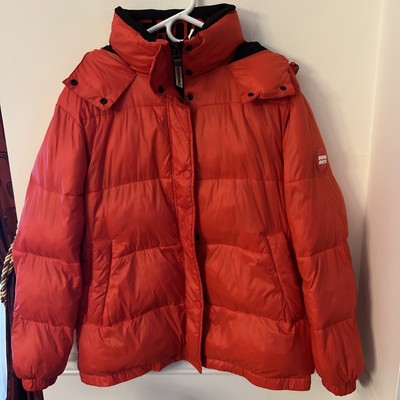 Superdry Red Sz 8 Womens Puffy Thick Hooded Jacket Zipper Warm Button New York