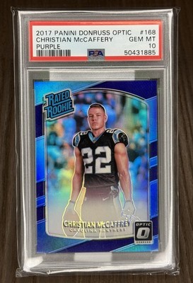 2017 Donruss Optic Christian McCaffrey #168 Purple Prizm /50 (RC) 🔥PSA 10🔥