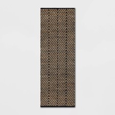 24x7 Handloom Chevron Runner Rug Black - Thre...