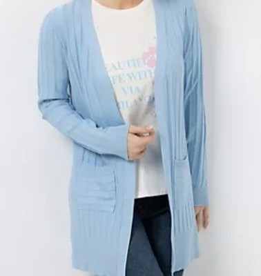   Via Milano Long Cardigan Größe: 46, Farbe: Hellblau  