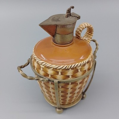 Antike Keramik Whisky Karaffe & Ständer versilbert viktorianisch um 1888